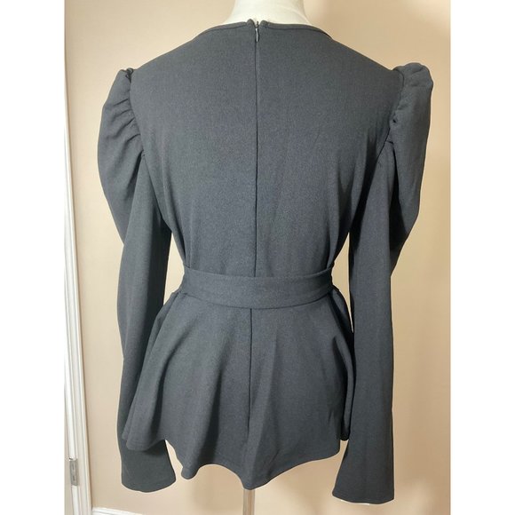 Women's Greathe Black Wrap Top Size: Large - Picture 3 of 12